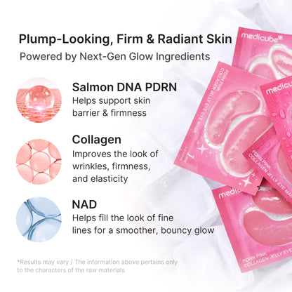 [NEW] [Medicube] PDRN Pink Collagen Jelly Eye Mask | Hydrogel Eye Patches with PDRN, Collagen, NAD | Refreshing for Puffy, Tired Eyes | Firming for Look of Wrinkles, Fine Lines | Korean Skincare (6/28/50 Pairs)